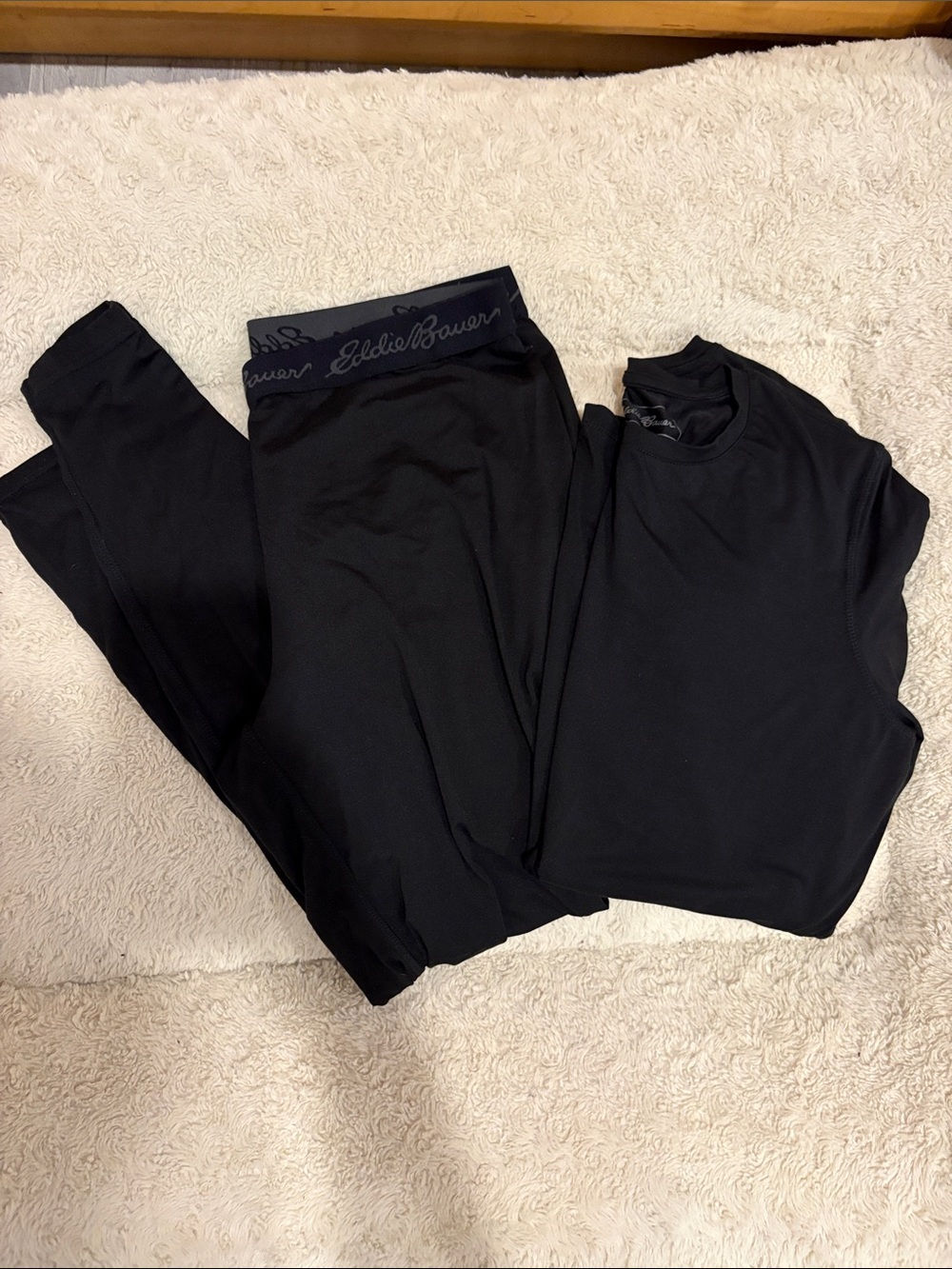 Eddie Bauer Black Women’s Thermal Base Layer Set - Top & Leggings